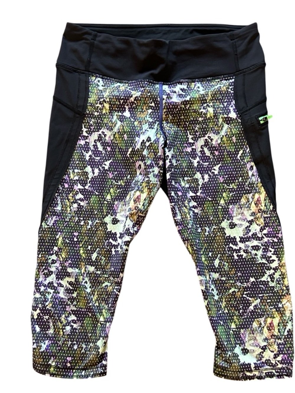 Lululemon Black Green And Purple Capris